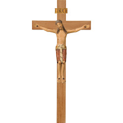 Cristo Románico en cruz de roble simple ancha